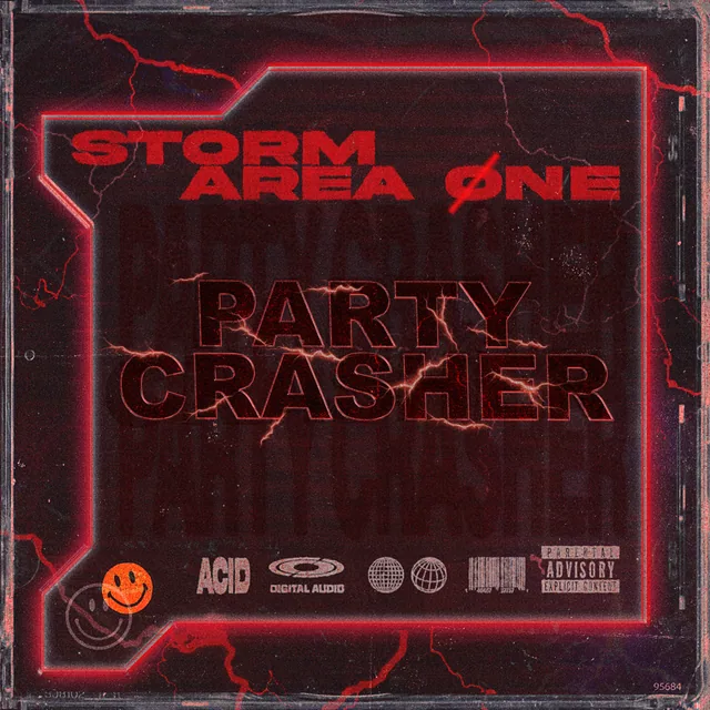 Partycrasher poster for Storm & Area Øne, designed by DTB LAB