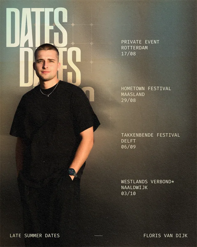 Tourdates poster for Floris van Dijk, designed by DTB LAB